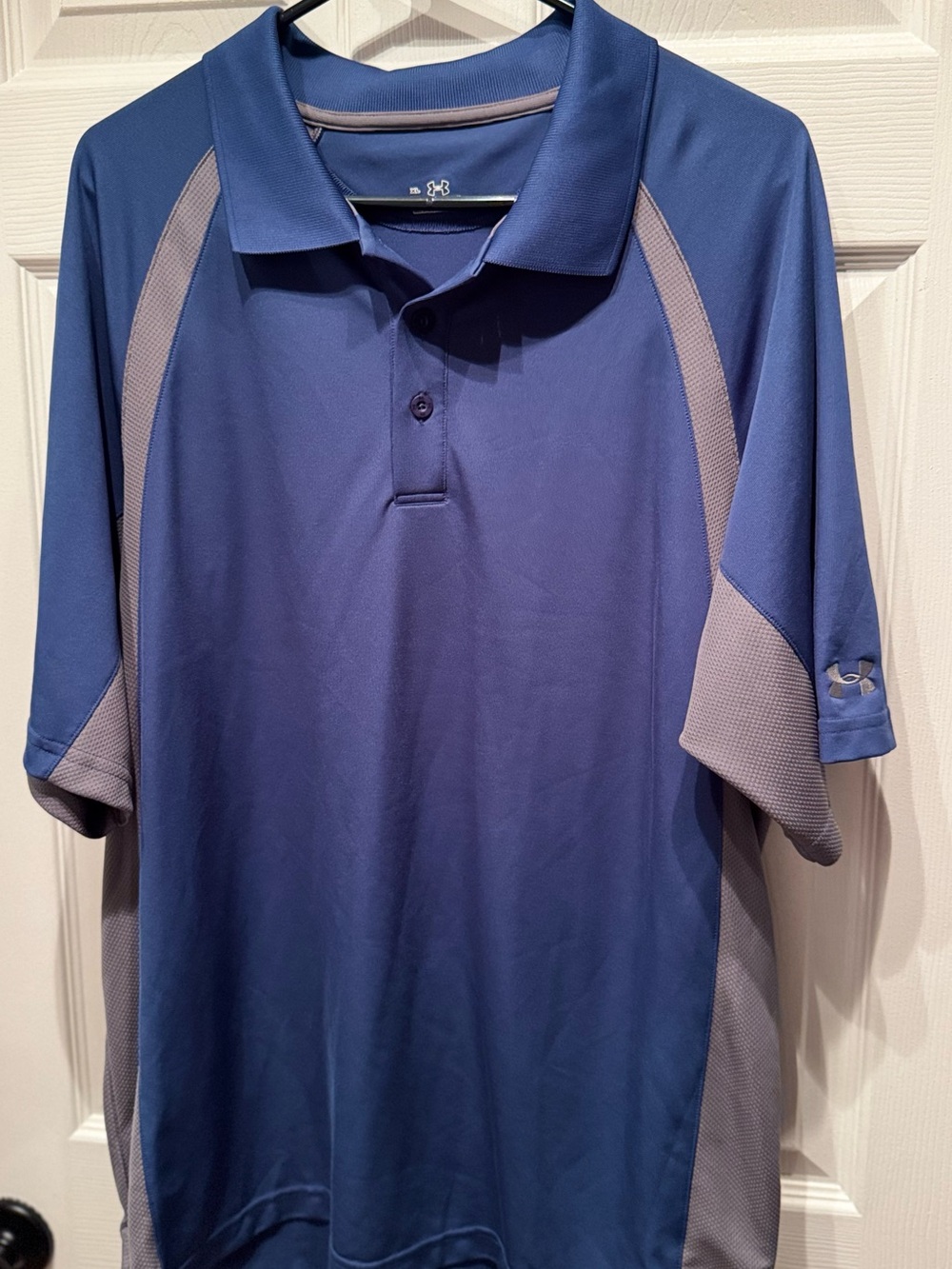Men’s Under Armour Blue & Gray Mesh Performance Active Golf Polo XL